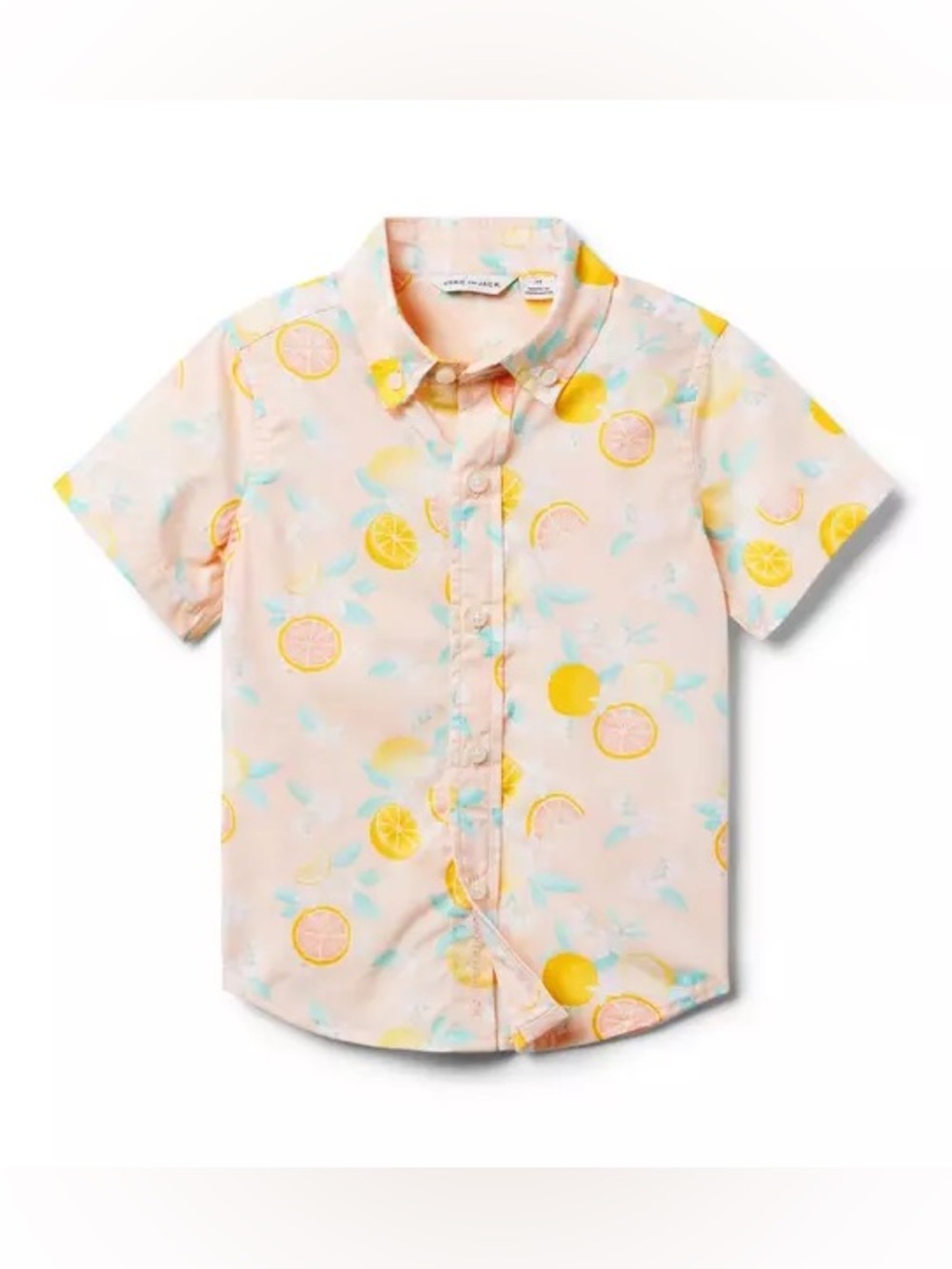 Janie and Jack Peach Citrus Short-Sleeve Button-Down size 3